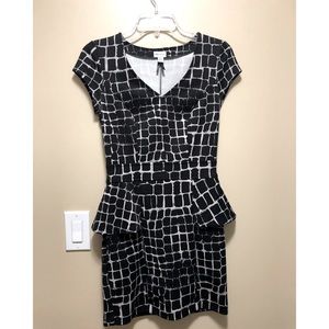 Black and white peplum dress